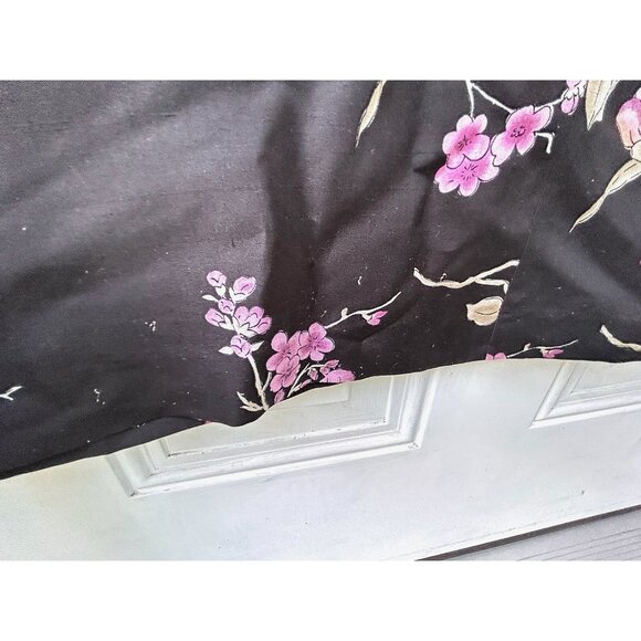 Vintage Spenser Jeremy 100% Silk Midi Pink Black Floral Dress Long Sleeve Sz 20 - Picture 10 of 16